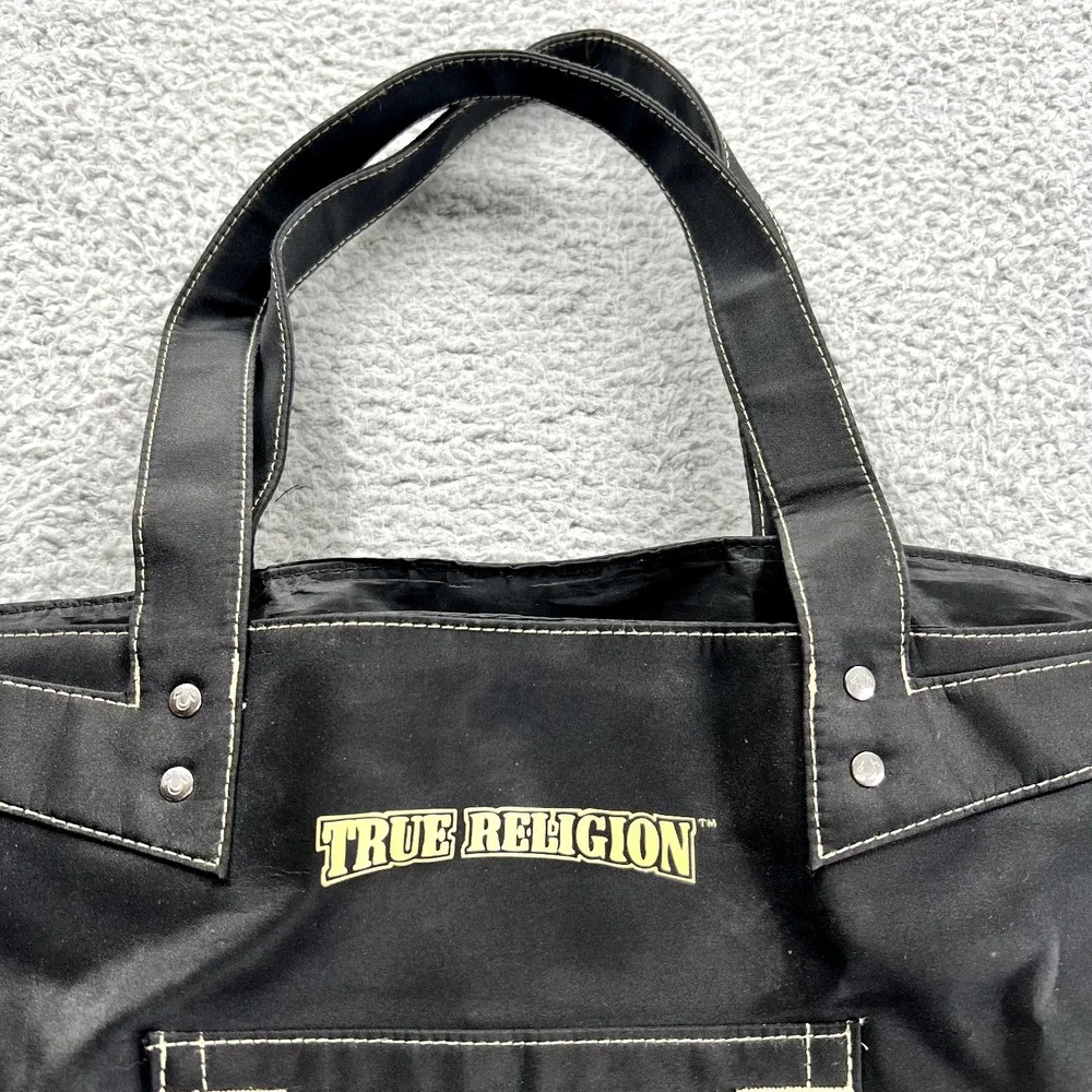 True‎ Religion Black Canvas Tote Logo Bag Lightweight